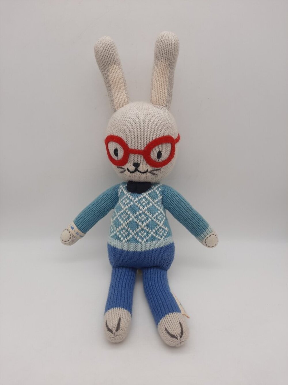 CUDDLE + KIND Approx 16" Benedict the Bunny Crochet Rabbit Plush Made In Peru